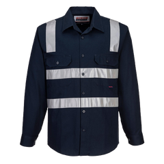 Portwest Brisbane Shirt, Long Sleeve, Regular Weight Reflective Safety MS908