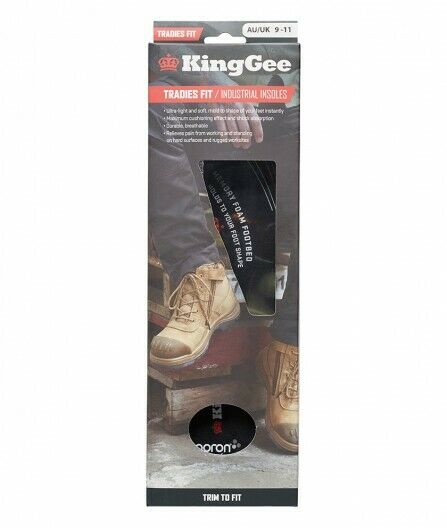 KingGee Mens Tradie Insoles Memory Foam Comfort Trim To Fit Work Safety K09500