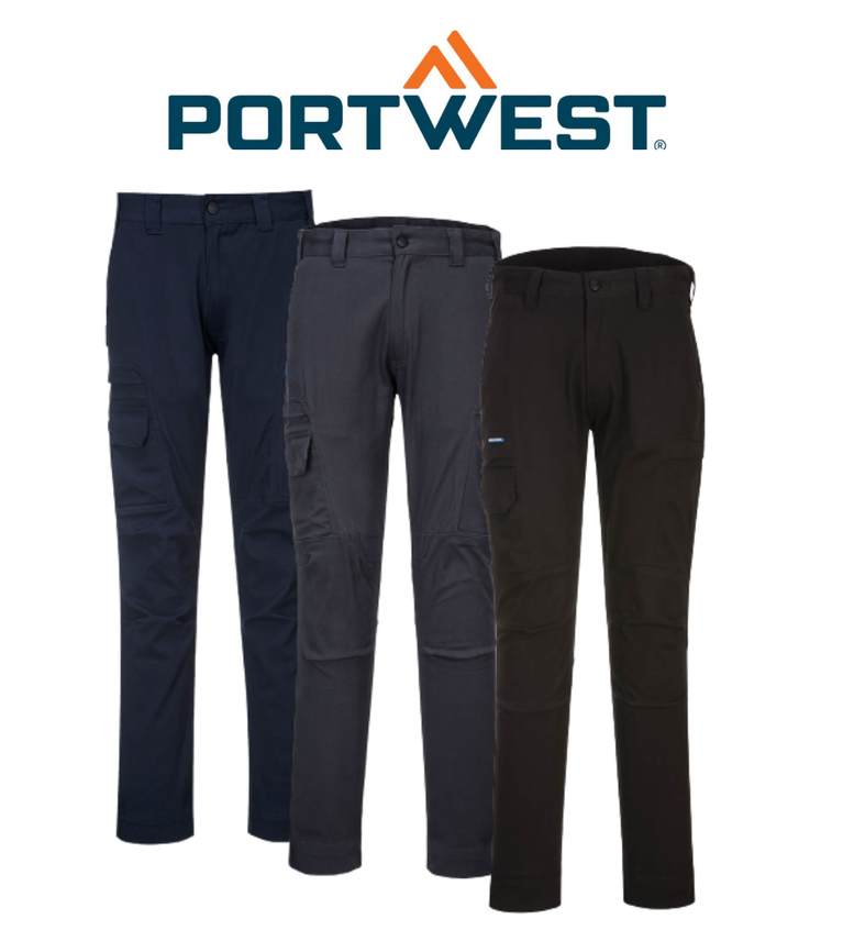 Portwest KX3 Cargo Pants Multiple Pocket Cotton Stretch Slim Pant T801