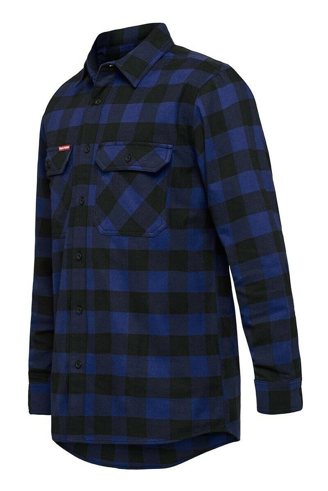 Hard Yakka Check Flannel Long Sleeve Shirt Button Work Hard Fashion Y07295