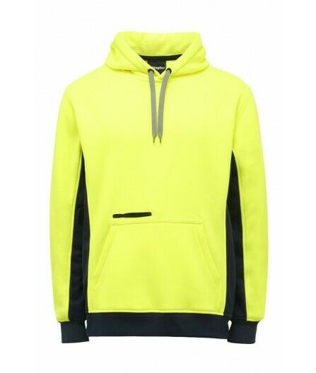 KingGee Mens Hi Vis Pull Over Hoodie Fleece Drawstring Work Safe Safety K55033