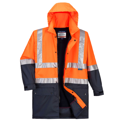 Portwest Fleece Lined Rain Jacket with Tape 2 Tone Reflective Work Safety MJ208