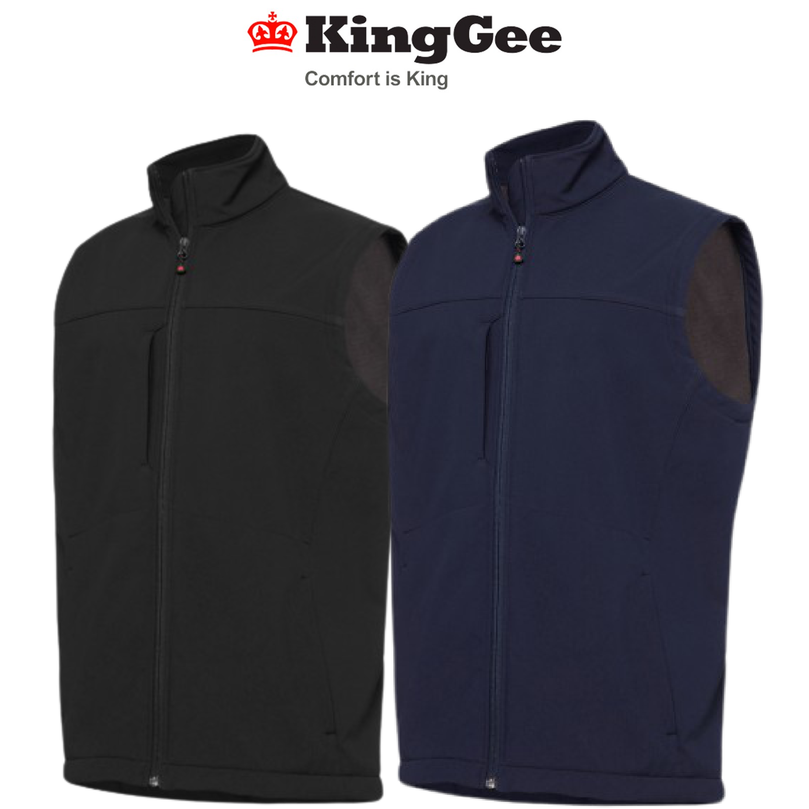 KingGee Mens Softshell Vest Breathable Ripstop Fleece Waterproof Safety K05020