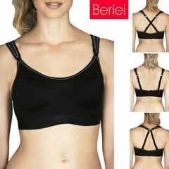 Womens Berlei Sports Bra Ultimate Performance Crop Racer Back YXXH Black