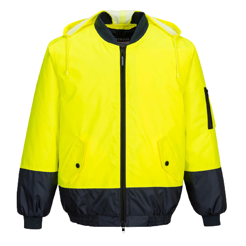 Portwest Hi-Vis Bomber Jacket 2 Tone Waterproof Reflective Work Safety MJ304