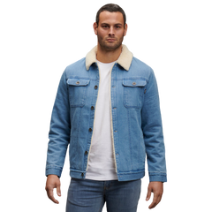 KingGee Mens Urban Denim Jacket Warm Sherpa Lining Winter Comfort Jackets K15041
