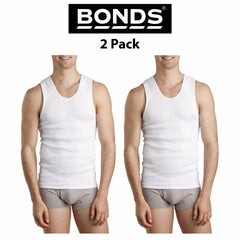 Mens Bonds Chesty Singlets 2 PACK Muscle Tank Top White Work Tough Shirt M7WL