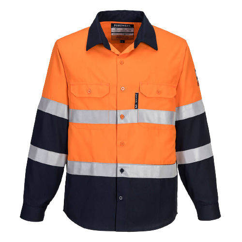 Portwest Mens Prime Mover Hi-Vis Work Shirt Long Sleeve Closed Front Taped FR04