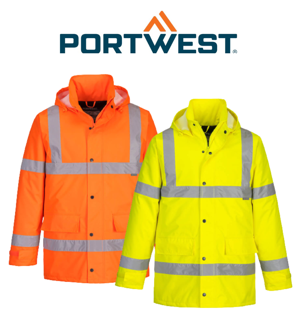 Portwest Hi-Vis Traffic Jacket 2 Tone Reflective Tape Work Safety S460