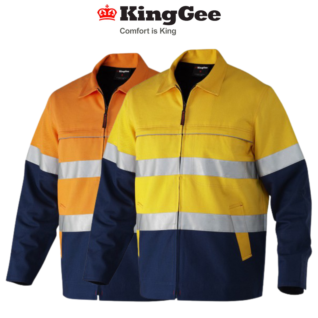 KingGee Mens Reflective Spliced Drill Jacket Cotton Flannel Work Safety K55905