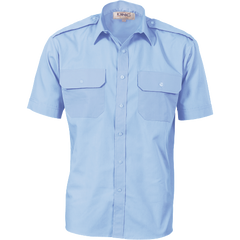 DNC Workwear Mens Epaulette Polyester Cotton Work Shirt Short Sleeve Casual 3213