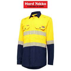 Mens Hard Yakka Fire Resistant ShieldTec Lenzing Hi-Vis Safety Work Shirt Y04370
