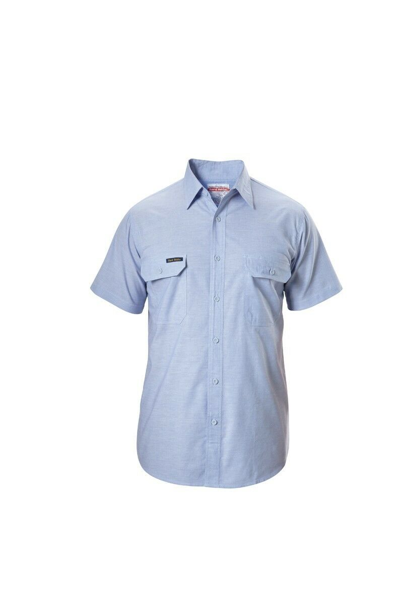 Hard Yakka Short Sleeve Chambray Light Cotton Business Work Shirt Y07529