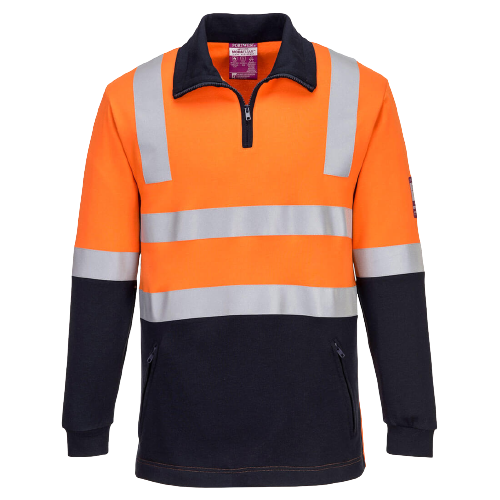 Portwest Flame Resistant Hi-Vis Brushed Fleece 1/2 Zip Jumper Comfortable MF202