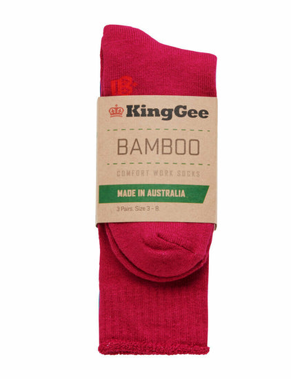 KingGee Womens Bamboo Work Socks 3 Pack Comfy Made in Australia Workwear K49271