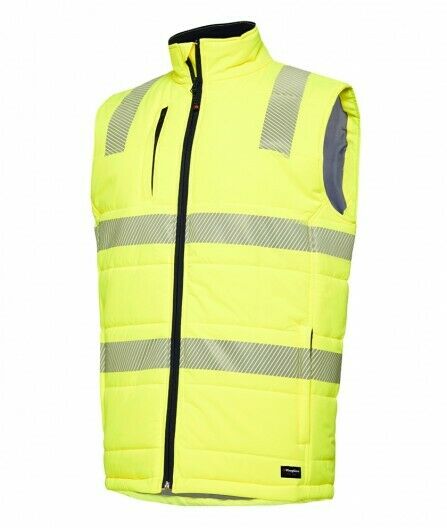 KingGee Mens Reflective Puffer Vest Storm Guard Waterproof Hi-Vis Safety K55020