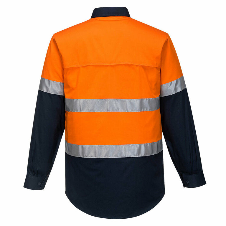 Portwest Mens Prime Mover Taped Hi-Vis Lightweight Long Sleeve Shirt Work MA801