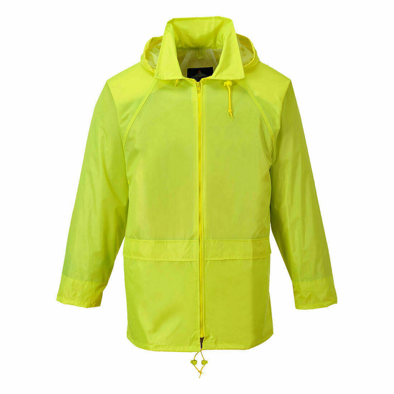 Portwest Mens Classic Rain Jacket Waterproof Work Safety Hood PVC Work S440