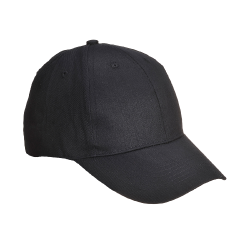 Portwest Six Panel Baseball Cap Adjustable Strap Comfortable Black Cap B010