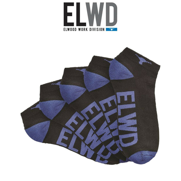 Mens ELWD Elwood Work Division Ankle Socks 5 Pack Reinforced Half Terry EDW902