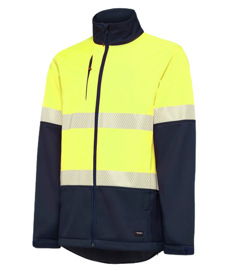 KingGee Mens Hi Vis Softshell Jacket 3 Layer Warm Fleece Comfort Work K05002