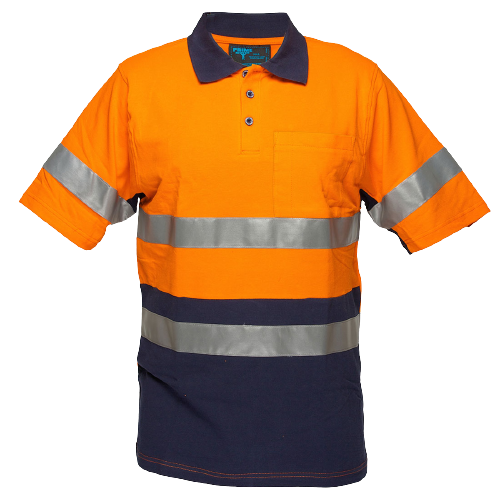 Portwest Short Sleeve Cotton Pique Polo with Tape HiVisTex Reflective Work MP618