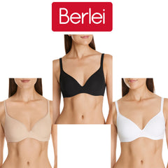 Womens Berlei Bra Barely There Cotton Rich Contour Everyday Black White Y289P