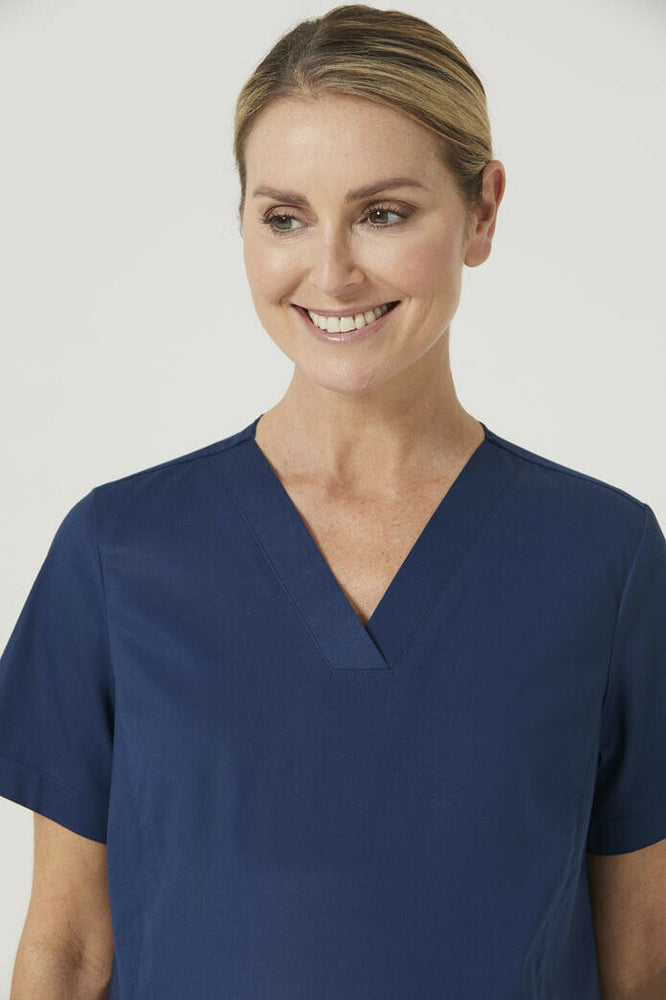 NNT Womens Maternity V Neck Scrub Top Curved Hemline Nurse Work Uniform CATUG3