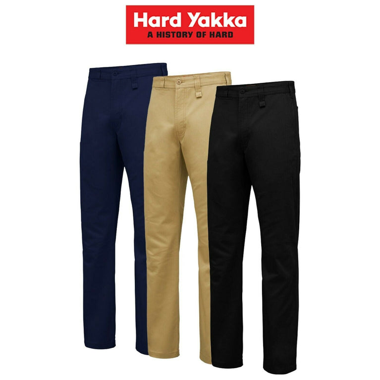 Mens Hard Yakka Core Basic Stretch Cotton Drill Work Pants Construction Y02596