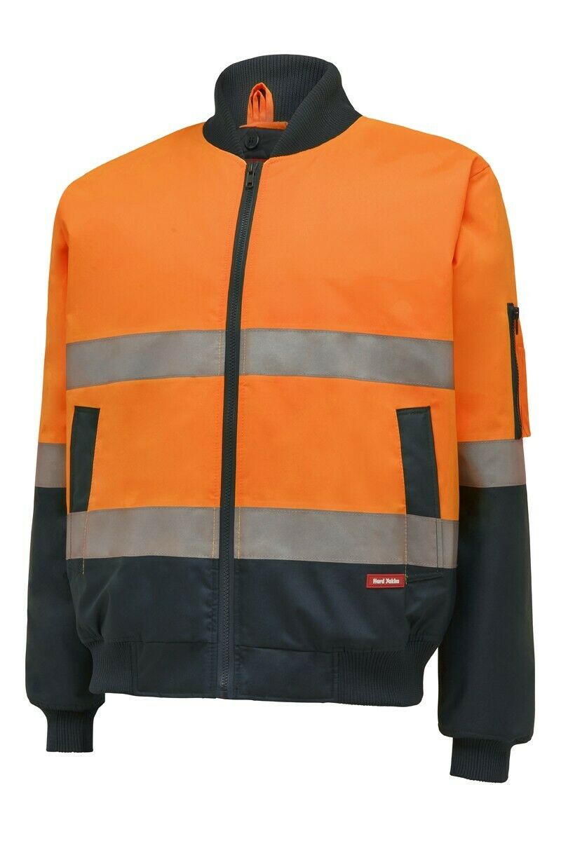 Hard Yakka Bomber Jacket Taped Hi-Vis 2 Tone Work Quilted Waterproof Y06675