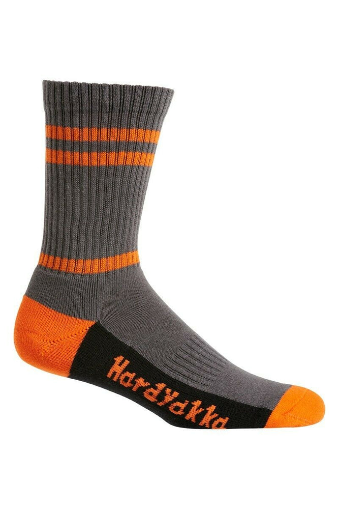 Hard Yakka Cotton Crew Work Socks 5 Pack Logo Athletic Padded Black Y20035