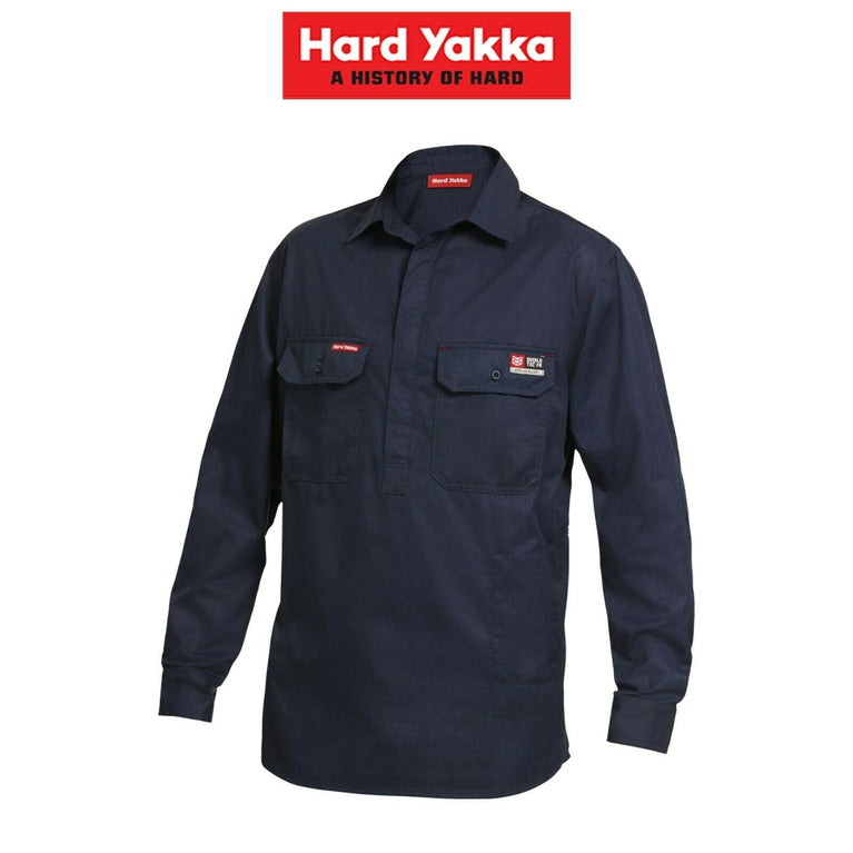 Mens Hard Yakka Protect Shieldtec Fire Resistant Hi-Vis Work Shirt Safety Y04250