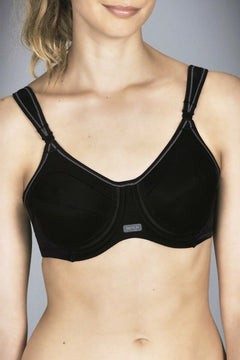 Womens Berlei New Legend Underwire Sports Bra Black White Swivel Clip Cross Back