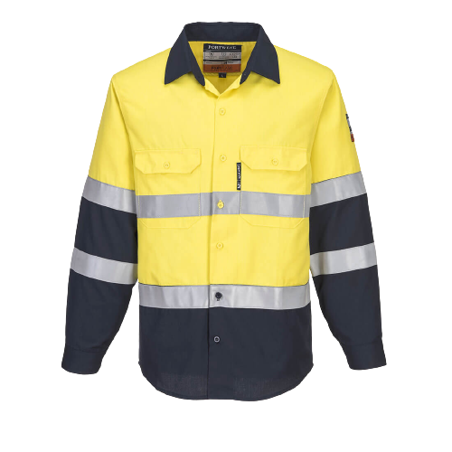 Portwest Mens Prime Mover Hi-Vis Work Shirt Long Sleeve Closed Front Taped FR04