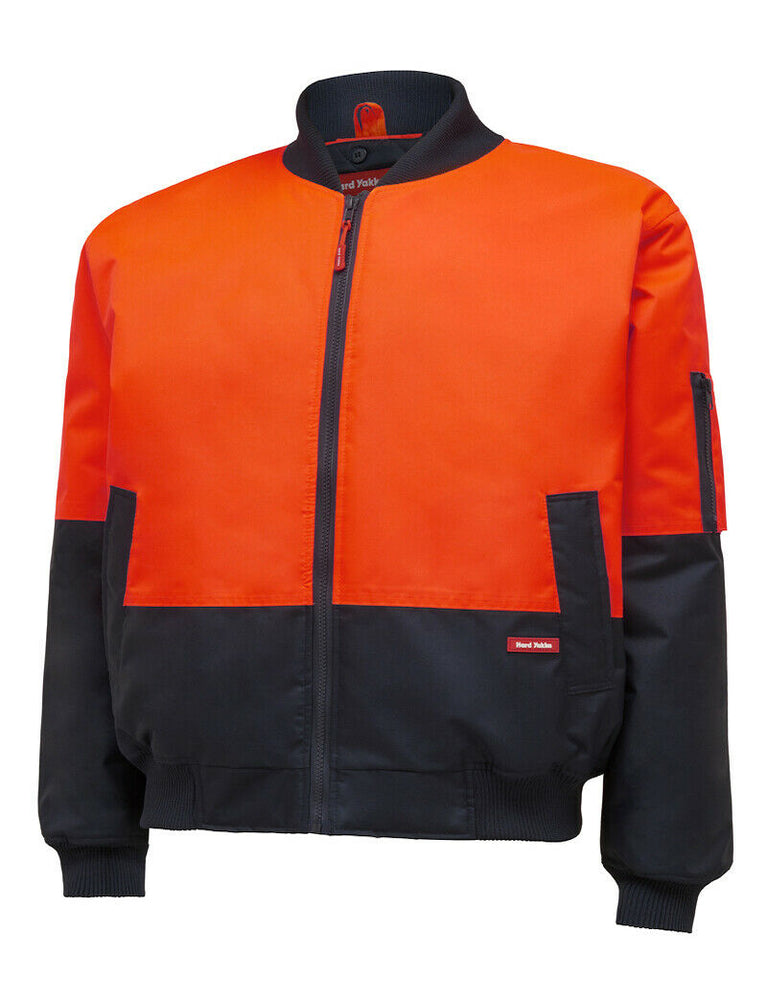 Hard Yakka Bomber Jacket Core Hi-Vis 2 Tone Work Quilted Waterproof Y06670