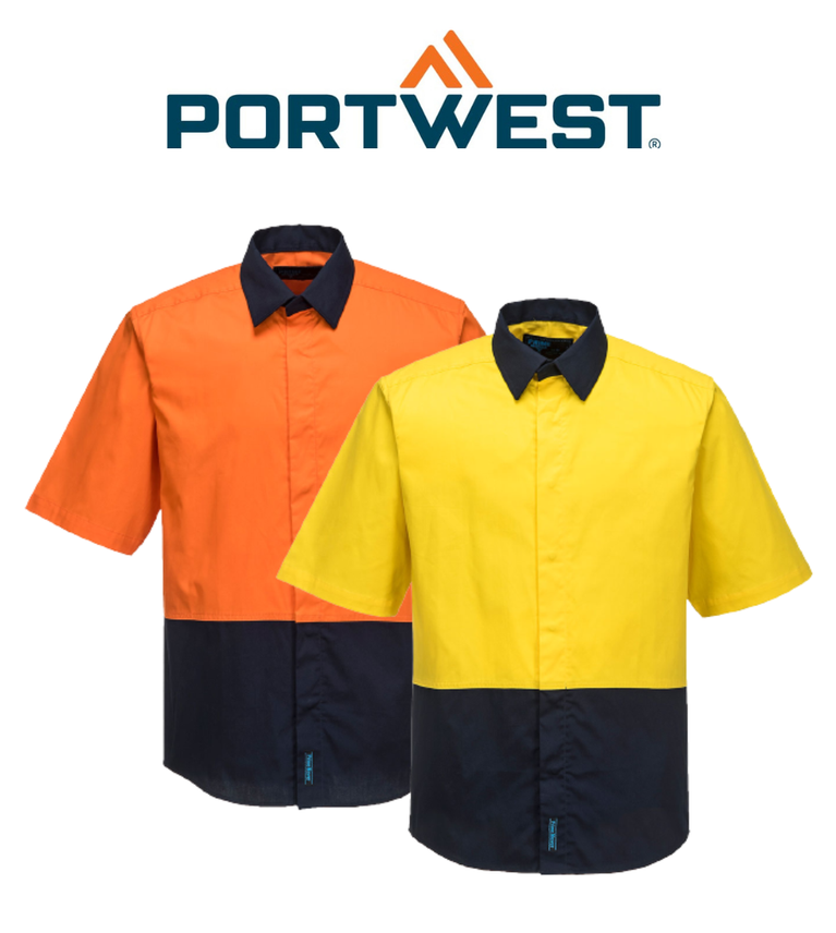 Portwest Food Industry Lightweight Cotton Shirt Reflective 2 Tone Safety MF152