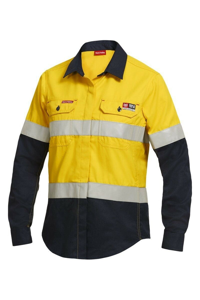 Womens Hard Yakka Protect Hi-Vis Flame Resistant Long Sleeve Work Shirt Y04050