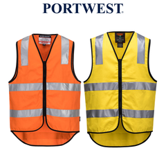Portwest Mens Hi-Vis 100% Cotton Day Or Night Vest Reflective Lightweight MW338