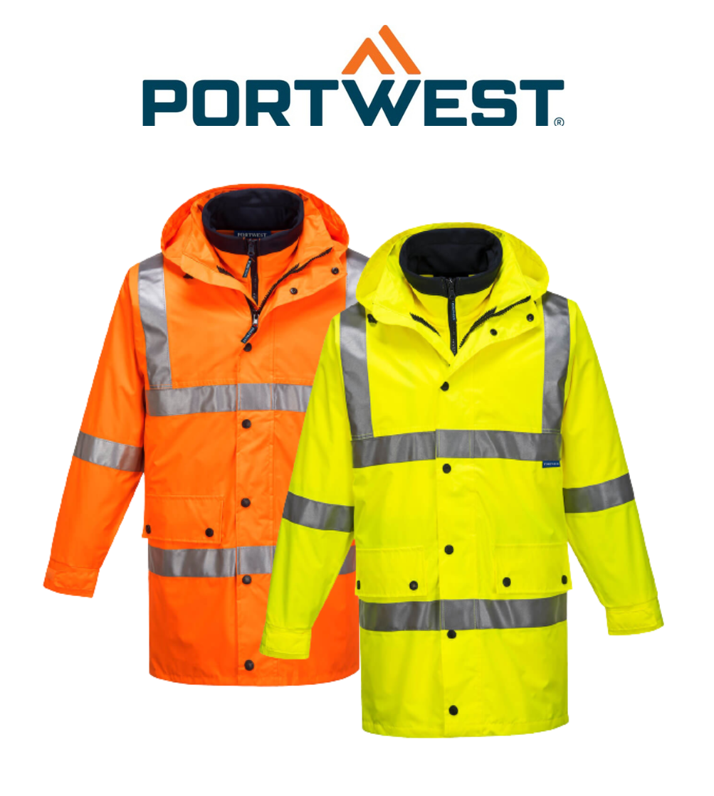 Portwest Argyle Full Day/Night 4-in-1 Jacket 2 Tone Reflective Work Safety MJ883