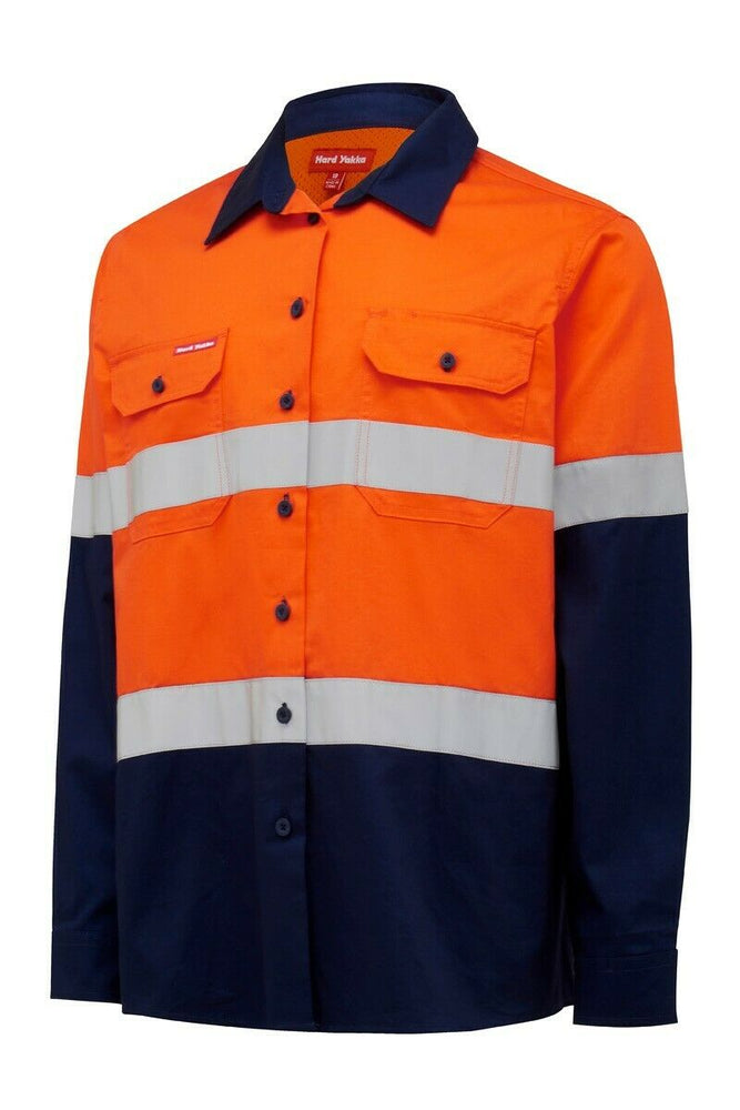 Womens Hard Yakka Hi-Vis Shirt Light Weight Vent Taped Modern Fit Y08805