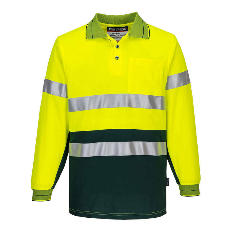 Portwest Mens Prime Mover Long Sleeve Cotton Work Shirt Polo Hi-Vis Taped MP313