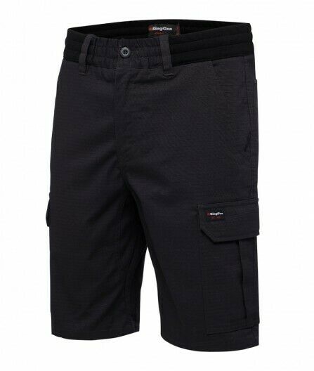 KingGee Shorts Mens Rib Comfort Waist Short Comfort Cargo Stretch Ripstop K17007