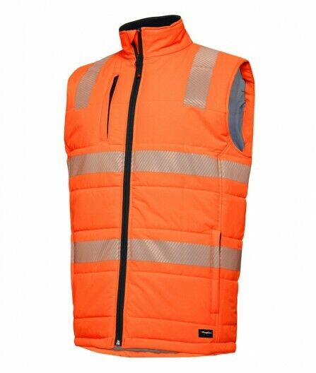 KingGee Mens Reflective Puffer Vest Storm Guard Waterproof Hi-Vis Safety K55020