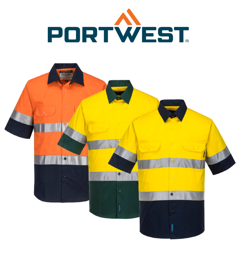 Portwest Hi-Vis Two Tone Lightweight Short Sleeve Shirt with Tape Safety MA802