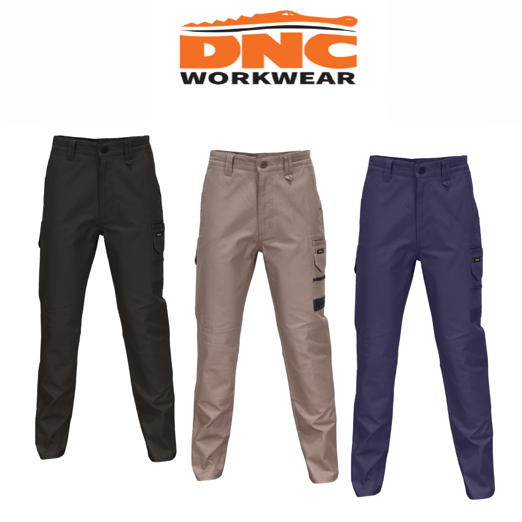 DNC Workwear Men SlimFlex Tradie Cargo Pants Durable Duck Tough Pant Work 3375