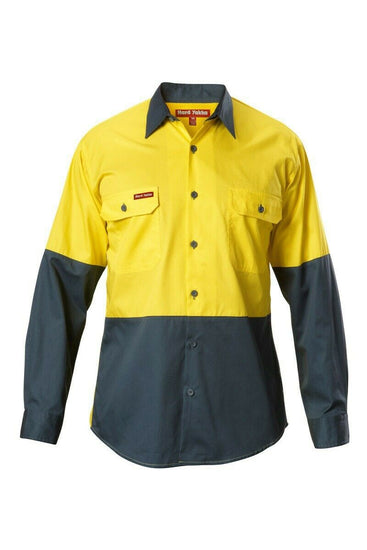 Hard Yakka Koolgear Hi-Vis Long Sleeve Work Shirt Vented Lightweight Y07558