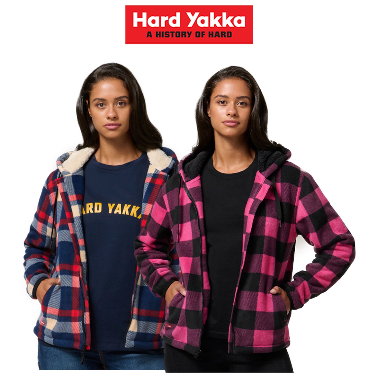 Hard Yakka Womens Check Zoodie Fleece Winter Warm Comfort Work Safety Y08522