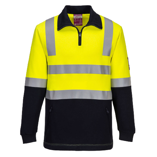 Portwest Flame Resistant Hi-Vis Brushed Fleece 1/2 Zip Jumper Comfortable MF202