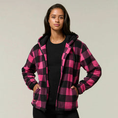 Hard Yakka Womens Check Zoodie Fleece Winter Warm Comfort Work Safety Y08522