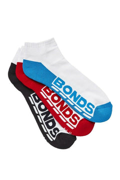 Mens Bonds Low Cut Socks Sports Active Invisi Grip 3 Pack Cotton Blend S8220N